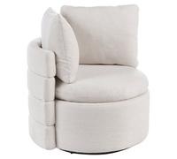 Beliani Swivel Armchair Randers With Storage Fabric Off-White