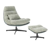 Swivel Armchair TOVIK with Footstool Chenille Light Green