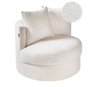 Beliani Swivel Boucle Armchair White DALBY, White