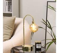 Beliani Table Lamp Gold Steel With Half-Transparent Glass Shade, Modern Glam, W13 X D13 X H41Cm