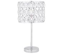 Beliani Table Lamp Metal Base Drum Crystal Silver Chromed E27 Living Room Bedroom, Tenna