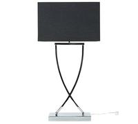 Beliani Table Lamp Metal Base Rectangular Cotton Blend Black Chromed E27 Living Room Bedroom, YASUNI