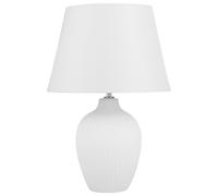 Beliani Table Lamp White Ceramic Minimalist Retro with Empire Shade Bedside | Fabric, Max 60 W, 1 Bulb, E27 Fitting, IP 20, 175 cm Cord