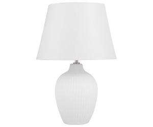 Beliani Table Lamp White Ceramic Minimalist Retro with Empire Shade Bedside | Fabric, Max 60 W, 1 Bulb, E27 Fitting, IP 20, 175 cm Cord