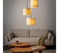 Beliani Three-Light Hanging Pendant With Beige Linen Shades, Modern Dining And Living Room Lighting, W42 X D42 X H125Cm