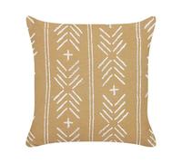Beliani Throw Cushion Banyan Cotton 45 X 45 Cm Sand Beige Geometric Pattern