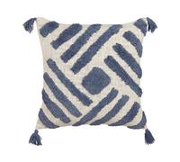 Beliani Throw Cushion Jacaranda Cotton 45 X 45 Cm Blue Geometric Pattern