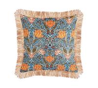 Beliani Throw Cushion Mitella Velvet 45 X 45 Cm Blue Floral Pattern