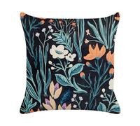 Beliani Throw Cushion Osmunda Velvet 45 X 45 Cm Black Floral Pattern
