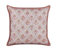 Beliani Throw Cushion Picea Cotton 45 X 45 Cm Red Floral Pattern