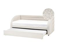 Beliani Trundle Bed Boucle Albiac 90 X 200 Cm (Eu Single) White