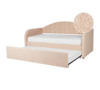 Beliani Trundle Bed Boucle Eyburie 90 X 200 Cm (Eu Single) Peach Pink