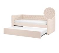 Beliani Trundle Bed Boucle Gassin 90 X 200 Cm (Eu Single) Light Beige