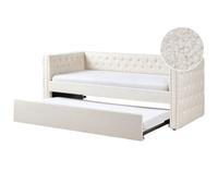 Beliani Trundle Bed Boucle Gassin 90 X 200 Cm (Eu Single) Off-White