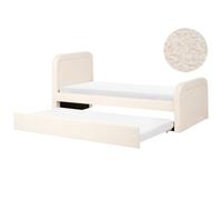 Beliani Trundle Bed Boucle Rayssac 90 X 200 Cm (Eu Single) Light Beige