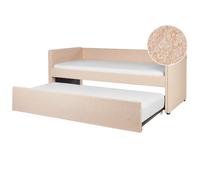 Beliani Trundle Bed Boucle Troyes 90 X 200 Cm (Eu Single) Peach Pink