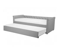 Beliani Trundle Bed Fabric Libourne 90 X 200 Cm (Eu Single) Light Grey
