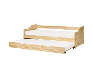 Beliani Trundle Bed Pine Wood Luneray 90 X 200 Cm (Eu Single) Light Brown