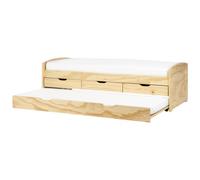 Beliani Trundle Bed Pine Wood Petiville 90 X 200 Cm (Eu Single) Light Brown