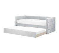 Beliani Trundle Bed Velvet Chavonne 90 X 200 Cm (Eu Single) Light Grey