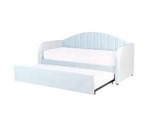 Beliani Trundle Bed Velvet Eyburie 90 X 200 Cm (Eu Single) Light Blue