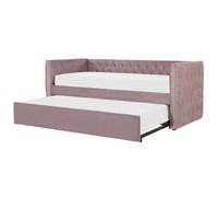 Beliani Trundle Bed Velvet Gassin 90 X 200 Cm (Eu Single) Pink