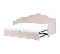 Beliani Trundle Bed Velvet Lorette 90 X 200 Cm (Eu Single) Pastel Pink