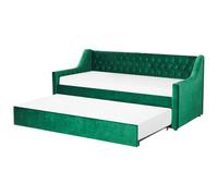 Beliani Trundle Bed Velvet Montargis 90 X 200 Cm Eu Single Emerald Green, Green