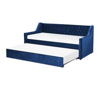 Beliani Trundle Bed Velvet Montargis 90 X 200 Cm (Eu Single) Navy Blue