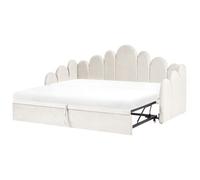 Beliani Trundle Bed Velvet Polignac 90 X 200 Cm (Eu Single) Light Beige