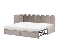 Beliani Trundle Bed Velvet Terrou 90 X 200 Cm (Eu Single) Taupe