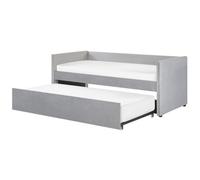 Beliani Trundle Bed Velvet Troyes 90 X 200 Cm (Eu Single) Light Grey