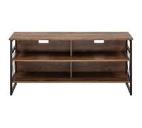 Beliani Tv Stand Cabinet Brown Metal And Particle Board, 4 Shelves, W120 X D51 X H57Cm