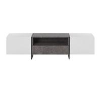 Beliani Tv Stand Concrete-Effect White Veneer With Led Lighting And Hidden Storage