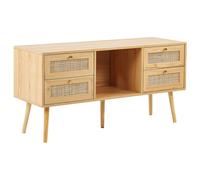 Beliani Tv Stand Perote Rattan Light Brown