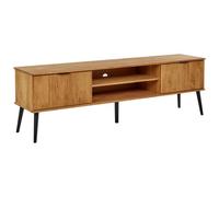 Beliani TV Stand TIMMINS Pine Wood Brown, Brown