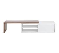 Beliani Tv Stand, White And Light Brown Mdf, Extending Top For Tvs Up To 70 Inch -
