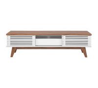 Beliani Tv Stand White Matt Finish Supports Tvs Up To 67 Inches, 149Cm Wide, Five Shelves With Drawers