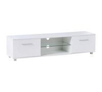 Beliani Tv Stand With Led Banff White