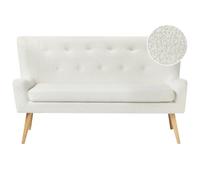 Beliani Upholstered Bench 2 Seater Skibby Boucle Off-White