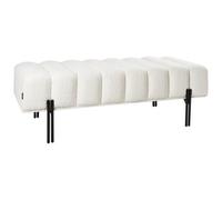 Beliani Bench CAREY Chenille Off-White, White