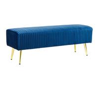Beliani Upholstered Bench Paterson Velvet Blue
