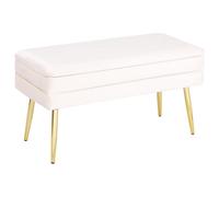 Beliani Upholstered Storage Bench Durham Velvet Off-White