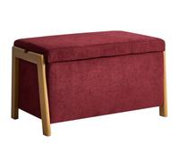 Beliani Upholstered Storage Bench Edland Fabric Burgundy