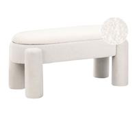 Beliani Upholstered Storage Bench Oakley Boucle Off-White