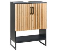 Beliani Vanity Unit Miscanti Bamboo Wood 60 Cm Light Brown