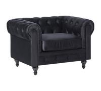Beliani Velvet Armchair Black Chesterfield