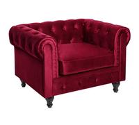 Beliani Velvet Armchair Red Chesterfield