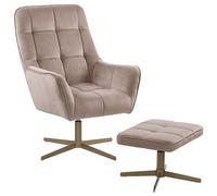 Beliani Velvet Armchair With Footstool Beige Molle