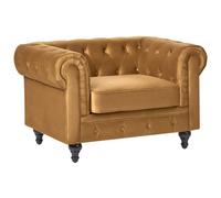 Beliani Velvet Armchair Yellow Chesterfield